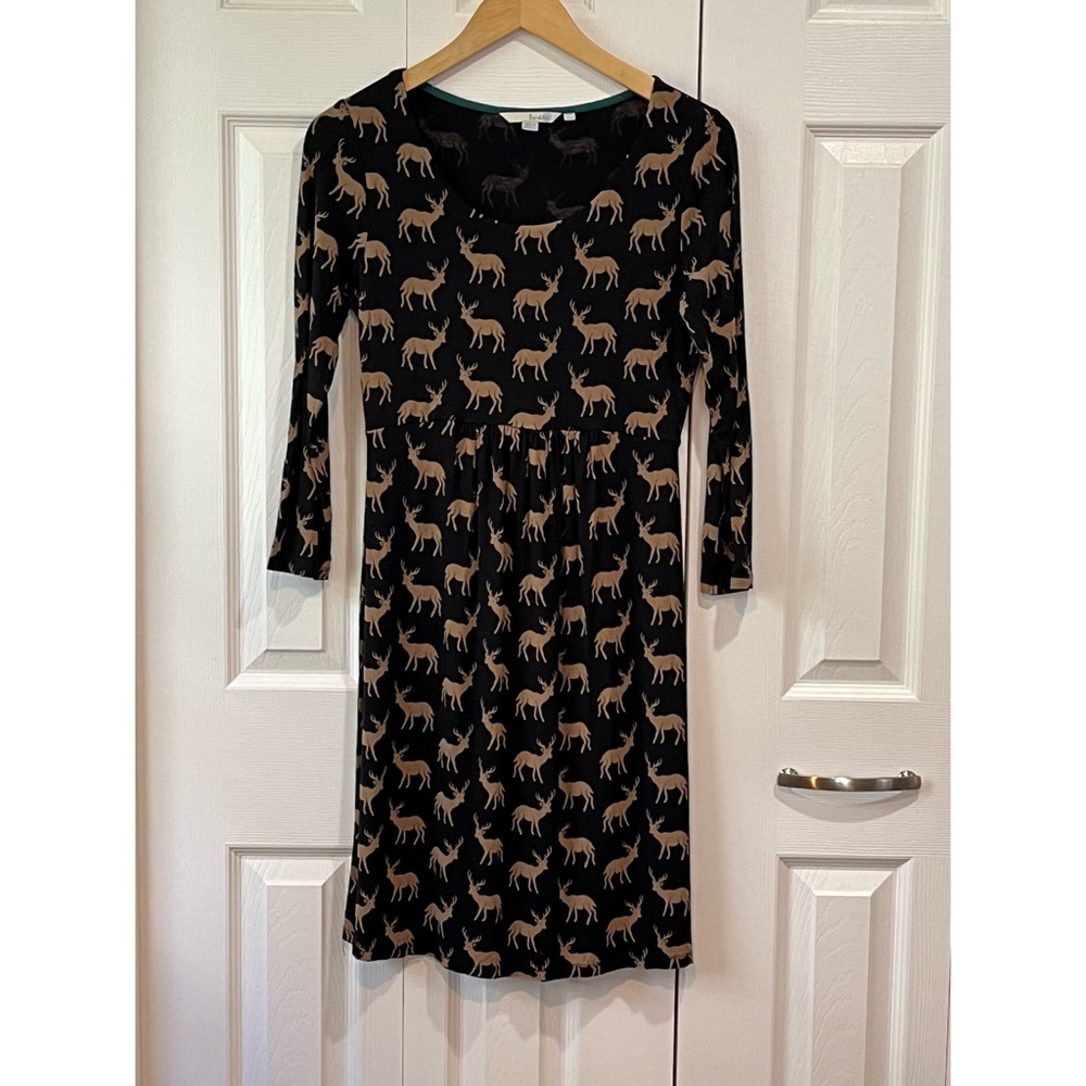 Boden Oh Deer Black & Copper Women’s Dress 6L